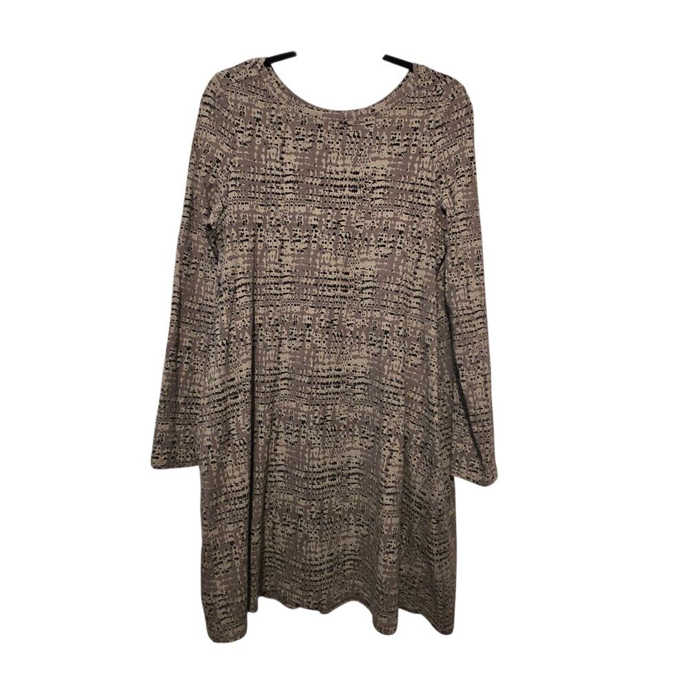 Pact Organic Cotton A-Line Swing Dress Womens LG Olive Green Pockets Natural